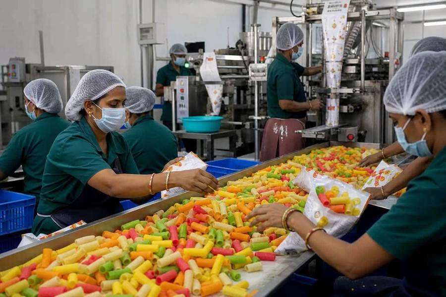 Papad and fryums packing line