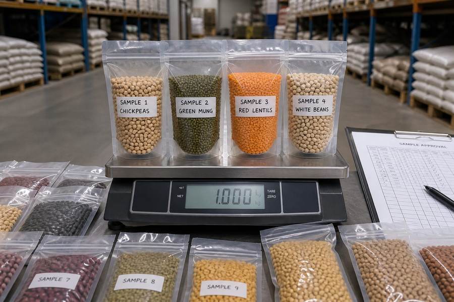 Trial sample lots on a scale